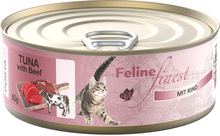 5 + 1 gratis! Feline Finest Katzen Nassfutter 6 x 85 g - Thunfisch mit Rind