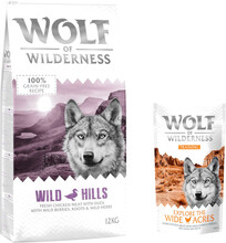 12 kg Wolf of Wilderness 12 kg + 100 g Training "Explore" på köpet! - Wild Hills - Duck