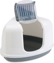 Savic Nestor Corner kattetoilet - Begyndersæt: Toilet lysegrå/hvid + 2 ekstra filter + 12 Bag it up