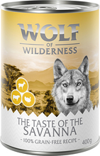 Økonomipakke: 12 x 400 g Wolf of Wilderness "The Taste Of" - The Taste Of Savanna