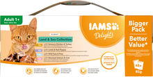 36 + 12 gratis! 48 x 85 g IAMS Delights Adult - Delights Adult: Land & Sea i sauce