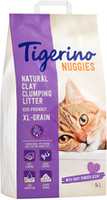 Tigerino Nuggies (Classic) kattströ - Baby Powder, grova korn - Ekonomipack: 2 x 14 l