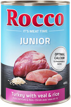 Økonomipakke Rocco Junior 24 x 400 g - Kalkun & kalvehjerter + kalcium
