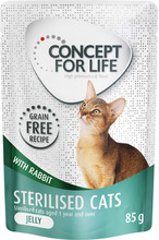 Zum Sonderpreis! Concept for Life getreidefrei 12 x 85 g - Sterilised Cats Kaninchen - in Gelee