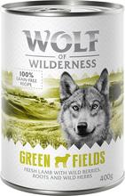Wolf of Wilderness kaninöron med päls - Prova nu: våtfoder "Green Fields" Lamb (1 x 400 g)