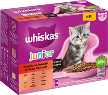 Whiskas Junior porsjonsposer 12 x 100 g - Klassisk utvalg i saus 12 x 85 g