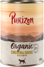 Purizon Organic ekologiskt 6 x 400 g - Ekologisk kyckling och ekologisk gås med ekologisk pumpa