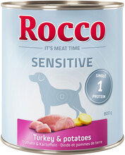 Økonomipakke: Rocco Sensitive 24 x 800 g - Kalkun & kartoffel