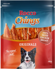 Ekonomipack: Rocco Chings Originals torkade eller i tuggstrimlor - Kycklingbröst torkade 4 x 250 g