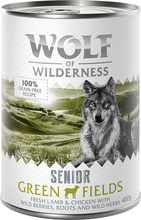 Wolf of Wilderness Senior - liten boks - Økonomipakke: Green Fields - Lam & Kylling 12 x 400 g