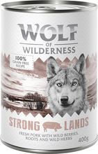 10 + 2 på köpet! 12 x 400 g Wolf of Wilderness - Adult Strong Lands - gris