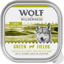 Økonomipakke: 24 x 300 g Wolf of Wilderness Adult - Green Fields - Lam
