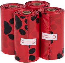 Koirankakkapussi tuoksulla - 4 rullaa à 15 pussia, punainen, ruusu