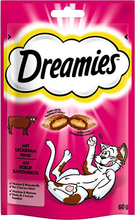 Blandat provpack: Dreamies Cat Treats 4 x 60 g - Ost, Kalkon, Lax och Nötkött