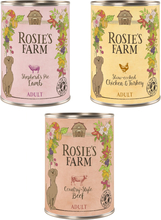 Økonomipakke: 24 x 400 g Rosie's Farm Adult - Mix I: (Kylling & Kalkun,Okse, Lam)