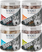 Blandpack: Wolf of Wilderness - RAW (frystorkad) Snack-Mix Blandpack 4 sorter: kycklinghjärta, nötlever, lammlunga, ankhals 300 g
