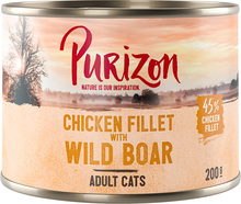 Kjøp 24 Purizon Adult 200 g / 400 g, betal for 22! – kyllingfilet med villsvin 24x200 g