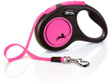 flexi New Neon reim-bånd, rosa, 5 m - S: inntil 15 kg