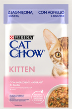 Cat Chow -säästöpakkaus 52 x 85 g - Kitten lammas & kesäkurpitsa