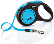 flexi New Neon reim-bånd, blå, 5 m - Str S: inntil 15 kg