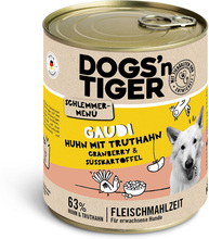 Ekonomipack: Dogs'n Tiger gourmetmeny för hundar 12 x 800 g - Kyckling med kalkon, tranbär och sötpotatis