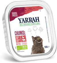 48 x 100 g Yarrah Luomu -säästöpakkaus - Chicken Chunks: luomukana & luomunaudanliha ja luomupersilja