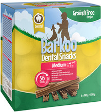 Säästöpakkaus Barkoo Dental Snacks 28 tai 56 kpl – VILJATON koostumus - keskikokoisille koirille 56 kpl (1,12 kg)