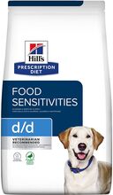 Hill's Prescription Diet D/D Food Sensitivities Hundefôr med and og ris for overfølsomme hunder - 1,5 kg