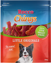 Økonomipakke: 4/12 poser Rocco Chings Originals - NY: Andebryst i korte strimler 12 x 250 g