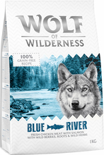 2 x 1 kg Wolf of Wilderness torrfoder till sparpris! - Adult Blue River - Salmon
