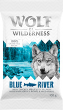 Prøvepakke! 100 g Wolf of Wilderness - kornfri - Blue River - Laks