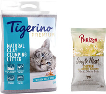 2 x 12 kg Tigerino kattströ + 100 g Purizon torrfoder på köpet! - Special Edition: Ocean Breeze + 100 g Purizon Single Meat med kyckling