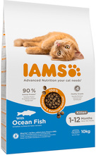 10% rabatt! 10 kg Iams tørrfôr for katter - Kitten med sjøfisk 10 kg