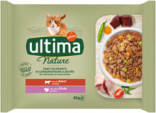 Ultima Cat Nature 4 x 85 g - Nötkött + Kalkon