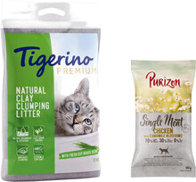 2 x 12 kg Tigerino kattströ + 100 g Purizon torrfoder på köpet! - Special Edition: Fresh Cut Grass + 100 g Purizon Single Meat med kyckling