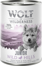 Økonomipakke Little Wolf of Wilderness 12 x 400 g - Wild Hills Junior - And & Kalv