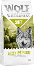 Økonomipakke: 2 x 12 kg Wolf of Wilderness - Soft & Strong Green Fields Lam