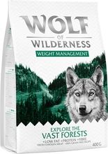 Prova-på-pris! Wolf of Wilderness torrfoder för hund! - Explore The Vast Forests - Weight Management (400 g)