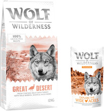 12 kg Wolf of Wilderness 12 kg + 100 g Training "Explore" på köpet! - Great Desert - Turkey