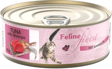 5 + 1 gratis! Feline Finest Katzen Nassfutter 6 x 85 g - Thunfisch mit Garnelen