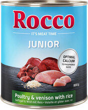 Rocco Junior 6 x 800 g - Fjerkræ & vildt med ris + kalcium