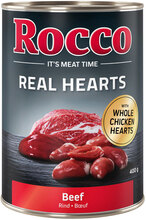 Rocco Real Hearts 12 x 400 g - Nötkött med hela kycklinghjärtan