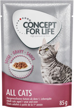 Concept for Life Indoor Cats - förbättrad formel! - Som tillskott: 12 x 85 g Concept for Life All Cats - i sås