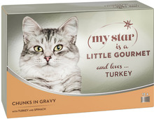 Ekonomipack: My Star Chunks in Sauce Gourmet burk 48 x 85 g - Turkey & Spinac