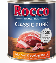 Ekonomipack: Rocco Classic Pork 24 x 800 g - Nötkött & fjäderfähjärta