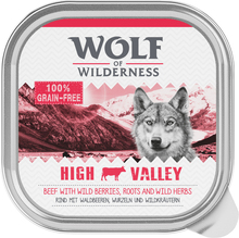 Økonomipakke: 24 x 300 g Wolf of Wilderness Adult - High Valley - Okse