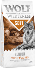 Økonomipakke: 2 x 12 kg Wolf of Wilderness - Soft & Strong SENIOR Wide Acres Kylling