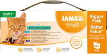 IAMS Delights Adult i gelè eller saus 48 x 85 g - Land & Sea Collection i gelè