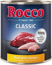Økonomipakke: 24 x 800 g Rocco Classic - Okse med kylling