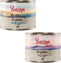 Spara nu! Purizon 24 x 140 / 200 / 300 g till extra förmånligt pris - Purizon Organic mixpack II (12 x anka & kyckling, 12 x lax & kyckling) 200 g konserv
